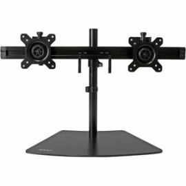 StarTech.com Dual Monitor Stand, Horizontal, For Up To 24" (17.6lb/8kg) Vesa Monitors, Black, Adjustable Monitor Stand, Steel & Aluminum - Up To 61 Cm (24") Screen Support - 16 Kg Load Capacity - 40.9 Cm Height X 95 Cm Width - Tabletop - Aluminium - Blac