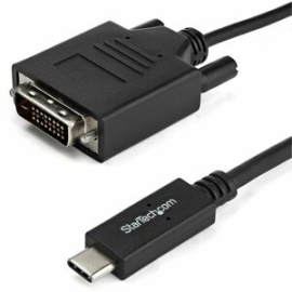 StarTech.com 6.6 Ft / 2 M USB-C To Dvi Cable - USB Type-C Video Adapter Cable - 1920 X 1200 - Black - Cable For Projector, Workstation, MacBook, Tv - First End: 1 X 25-pin Dvi-D Digital Video - Male - Second End: 1 X 24-pin USB Type C - Male - Supports U