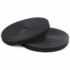 100ft. Hook And Loop Roll - Cut-to-Size Reusable Cable Ties - Bulk Industrial Wire Fastener Tape - Adjustable Fabric Wraps - Black (HKLP100) HKLP100