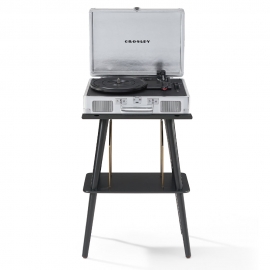 Crosley Cruiser Bluetooth Portable Turntable + Crosley Turntable Stand Bundle - Silver CR8005FST-SI4