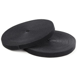 25ft. Hook And Loop Roll - Cut-to-Size Reusable Cable Ties - Bulk Industrial Wire Fastener Tape - Adjustable Fabric Wraps - Black (HKLP25) HKLP25