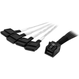 StarTech.com 1m Internal Mini Sas To Sata Cable - Sff-8643 To 4x Sata - Cable For Sata Controller, Storage Device - First End: 4 X 7-pin Sata - Male - Second End: 1 X 36-pin Sff-8643 Mini-SAS Hd - Male - 6 Gbit/s - Shielding - 30 Awg - Black, Silver SAS4