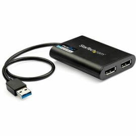 StarTech.com USB To Dual DisplayPort Adapter - 4K 60Hz - USB 3.0 5Gbps - USB Dual Monitor Adapter - Dual DisplayPort Adapter - DisplayLink Certified - Connect Two Additional 4K 60Hz Displays To Your Mac Or Pc Through A Single USB 3.0 Port - USB Dual Moni