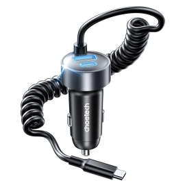 Choetech TC0030 65W 3-Port Fast Car Charger With 3.3ft Type-C Stretchable Cable ELECHOTC0030