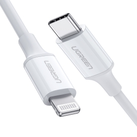 Ugreen TypeC To Lightning M/M Cable Rubber Shell 1m White 10493 ACBUGN10493