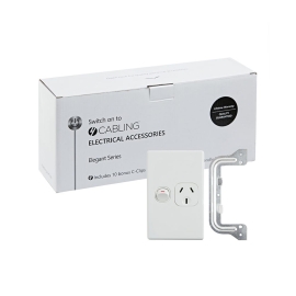 4C | Elegant Single Power Point 250V 10A | Vertical | 10 Pack With 10 Free C-Clips 040.0.0095.10PACK