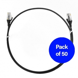 4C 0.25M Cat 6 Ultra Thin Lszh Pack Of 50 Ethernet Network Cable. Black (004.004.2001.50PACK)