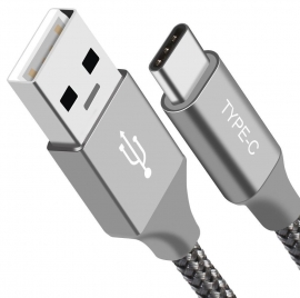 Astrotek 1m Usb-c 3.1 Type-c Data Sync Charger Cable Silverstrong Braided Heavy Duty Fast Charging