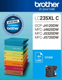 Brother LC-235XL Cyan Ink 1200 Page, J4120/ 4620/ 5720DW LC-235XLC
