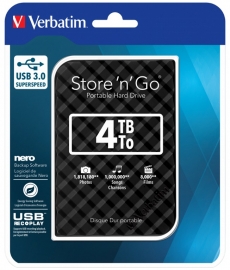 Verbatim 4Tb 2.5" Usb 3.0 Black Store"N"Go Hdd Grid Design 53223