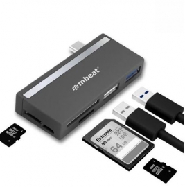 mbeat Essential  5-IN-1 USB- C Hub ( USB hub 2.0, 3.0, SD/TF card reader )
