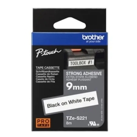 Brother 9mm Black On White Adhesive Tze Tape TZE-S221