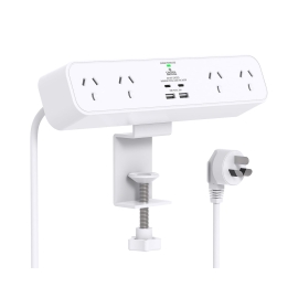 Chosen Brother Pd 30W Desk Clamp Powerboard Fast Charging Station, 4 Outlets With 2 Usb-c 2 Usb-a, Surge Protected, 1.5M Extension Cord Desktop Mounted POWCB48DC
