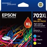 Epson 702xl 3x Colour Ink Pack - Wf-3720/ 3725 C13t345592