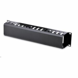 StarTech.com 2U Horizontal Finger Duct Rack Cable Management Panel With Cover - Organize Cables In Your Server Rack Or Cabinet With A Horizontal, Covered Cable Duct - 2U Finger Duct Rack Cable Management Panel With Cover - Server Rack Cable Duct - Cable