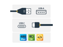 Startech 2M 6 Ft USB-C To USB A Cable M/M - USB 2.0 - USB-If Certified, Ltw USB2AC2M