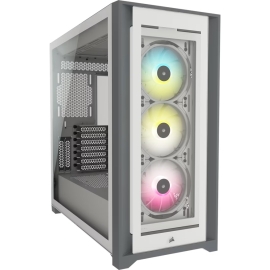 Corsair Icue 5000X Rgb Tempered Glass Mid-Tower Atx Pc Smart Case - White, Atx/E-Atx, 420mm Gpu, 170mm Cpu, 120-360mm Radiator, 6 Bays, Usb-c/usb-a CC-9011213-WW