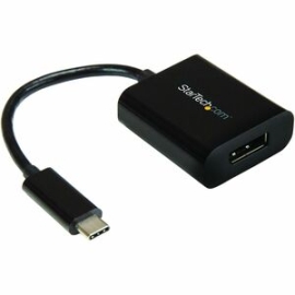 StarTech.com USB C To DisplayPort Adapter 4K 60Hz - USB Type-C To DP 1.4 Monitor Video Converter (DP Alt Mode) - Thunderbolt 3 Compatible - 1 X 24-pin USB Type C - Male - 1 X 20-pin DisplayPort 1.4 Digital Audio/Video - Female - Black CDP2DP