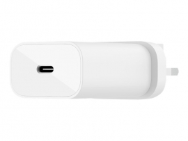 BELKIN 1 PORT WALL CHARGER WITH PPS, 25W, USB-C (1), INC USB-C CABLE, WHITE, 2YR WITH $250, WCA004AU1MWH-B6