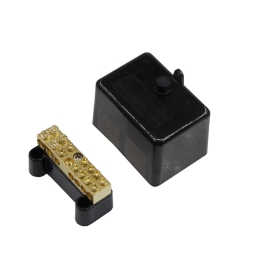 4C | Neutral Link 100A 500V 7 Hole | Black 040.050.0015