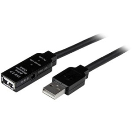 StarTech.com 20m USB 2.0 Active Extension Cable - M/F - Cable For Wall Outlet, Power Adapter - First End: 1 X 4-pin USB 2.0 Type A - Male - Second End: 1 X 4-pin USB 2.0 Type A - Female - 480 Mbit/s - Extension Cable - Shielding - Nickel Plated Connector