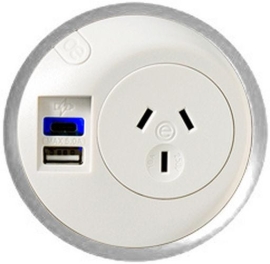 Oe Elsafe PixelTUF 1x Gpo And Twin USB A+C White/Silver 015.050.0032