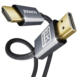 Benfei 358Gy-1M 8K V2.1 Hdmi Male To Hdmi Male Cable, Aluminum Shell Nylon Braided Certified Ultra High Speed 1M ELEBEN358GY1M