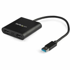 StarTech.com USB 3.0 To Dual HDMI Adapter, 1x 4K & 1x 1080p, External Graphics Card, USB Type-A Dual Monitor Display Adapter, Windows Only - USB 3.0 To Dual HDMI Adapter Supports 1x 4K 30Hz (UHD) + 1x 1080p - 4K Port Supports Ultrawide Displays - Extend