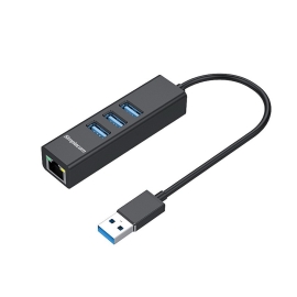 Simplecom CHN420 Aluminium 3 Port SuperSpeed USB Hub With Gigabit Ethernet Adapter Black CHN420-BK