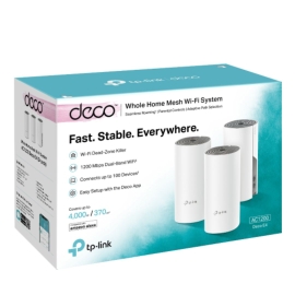 TP-Link Deco E4(3-pack) AC1200 Whole Home Mesh Wi-Fi (3-Pack), Dual-Band, Up To 1167 Mbps, Wireless, Seamless Ai Roaming, Gaming & Streaming, Sma Deco E4(3-pack)