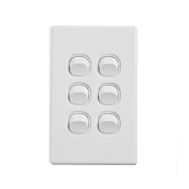 4C | Elegant Wall Switch 6 Gang 250V 16A | Vertical 040.0.0093