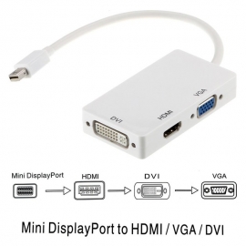 Astrotek 3 In1 Thunderbolt Mini DP DisplayPort To Hdmi Dvi VGA Hub Adapter Converter Cable For MacBook Air Mac Mini Microsoft Surface Pro 3/4/5 AT-MINIDP-3IN1