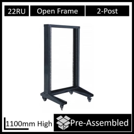 Ldr Flat Packed 22U 2-Post Open Frame Rack, Black Metal Construction WB-OR-B6622