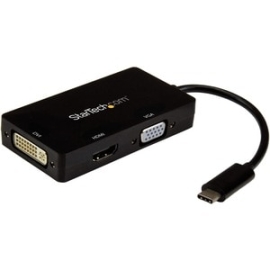 StarTech.com USB-C Multiport Video Adapter - 3-in-1 USB Type-C Video Adapter - USB-C To VGA, Dvi, HDMI - 4K 30 Hz - Cdpvgdvhdbp - 3-In-1 USB C Adapter: USB C To VGA Adapter USB C To Dvi Adapter Or USB-C To HDMI Adapter - 4K USB-C Multiport Adapter - Port