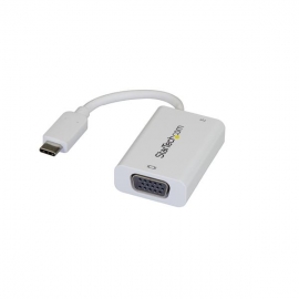 Startech Usb-c To Vga Video Adapter With Usb Power Delivery - Usb C To Vga Adapter - White - Use