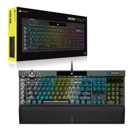 CORSAIR K100 RGB Optical-Mechanical Gaming Keyboard, Backlit RGB LED, CORSAIR OPX RAPIDFIRE, Black, Black PBT Keycaps (CH-912A01A-NA)