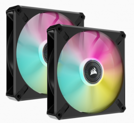 CORSAIR ML140 RGB ELITE, 140mm Magnetic Levitation RGB Fan with AirGuide, 2-Pack with Lighting Node CORE, Black Frame CO-9050115-WW
