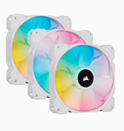 Corsair White SP120 RGB ELITE, 120mm RGB LED Fan with AirGuide, Triple Pack with Lighting Node CORE CO-9050137-WW