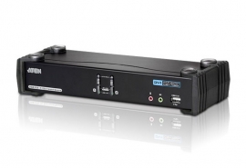 Aten Desktop Kvmp Switch 2 Port Single Display Dvi W/ 7.1 Audio, 2x Custom Kvm Cables Included, 2x USB Port, Selection Via Front Panel CS1782A-AT-U