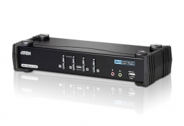 Aten Desktop Kvmp Switch 4 Port Single Display Dvi W/ 7.1 Audio, 4x Custom Kvm Cables Included, 2x USB Port, Selection Via Front Panel CS1784A-AT-U