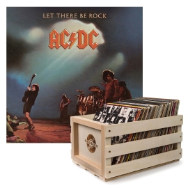 Crosley Record Storage Crate Ac/Dc Let There Be Rock Vinyl Album Bundle SM-5107611-B