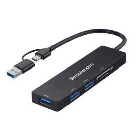 Simplecom CH365C SuperSpeed 3-Port USB Hub With Sd MicroSD Card Reader Usb-a And Usb-c Dual Connector CH365C