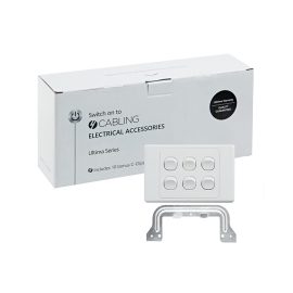 4C | Ultima 6 Gang Switch 250V 16AX - Horizontal - 10 Pack With 10 Free C-Clips 040.000.0072.10PACK