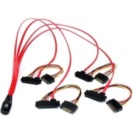 StarTech.com 50cm Internal Serial Attached Scsi Mini Sas Cable - SFF8087 To 4x SFF8482 - Cable For Hard Drive, Sas Controller - First End: 1 X 36-pin Sff-8087 Mini-SAS - Male - Second End: 4 X 15-pin Sata - Male, 4 X 29-pin Sff-8482 - 30 Awg - Red SAS808