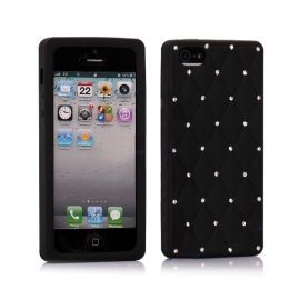 Silicone Case With Diamond Decoration For Iphone 5 Black MOBACC5911SILD5