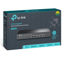TP-Link Tl-Sg1008 8-Port Gigabit Unmanaged Switch 13" Desktop Rackmountable Steel Case Fanless Supports Mac Address 802.1p/DSCP QoS TL-SG1008