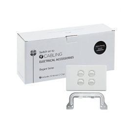 4C | Elegant Wall Switch 4 Gang 250V 16A | Horizontal | 10 Pack With 10 Free C-Clips 040.0.0088.10PACK