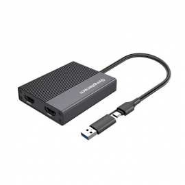 Simplecom DA369 USB 3.0 or USB-C to Dual 4K HDMI 2.0 Display Adapter for 2x 4K@60Hz Extended Screens DA369