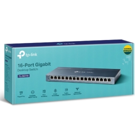 TP-Link Tl-Sg116 16-Port Gigabit Unmanaged Desktop/Wall Mounting Switch 32Gbps Capacity 23.81Mpps 8K Mac 4.1Mb Buffer Fanless TL-SG116