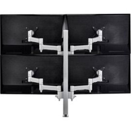 Awms-4-4675 Two-over-two Quad Mount - Monitors Up To 32'' - Ergonomic & Vibration Resistant - Heavy Duty F-clamp Desk Fixing - Silver AWMS-4-4675-H-S